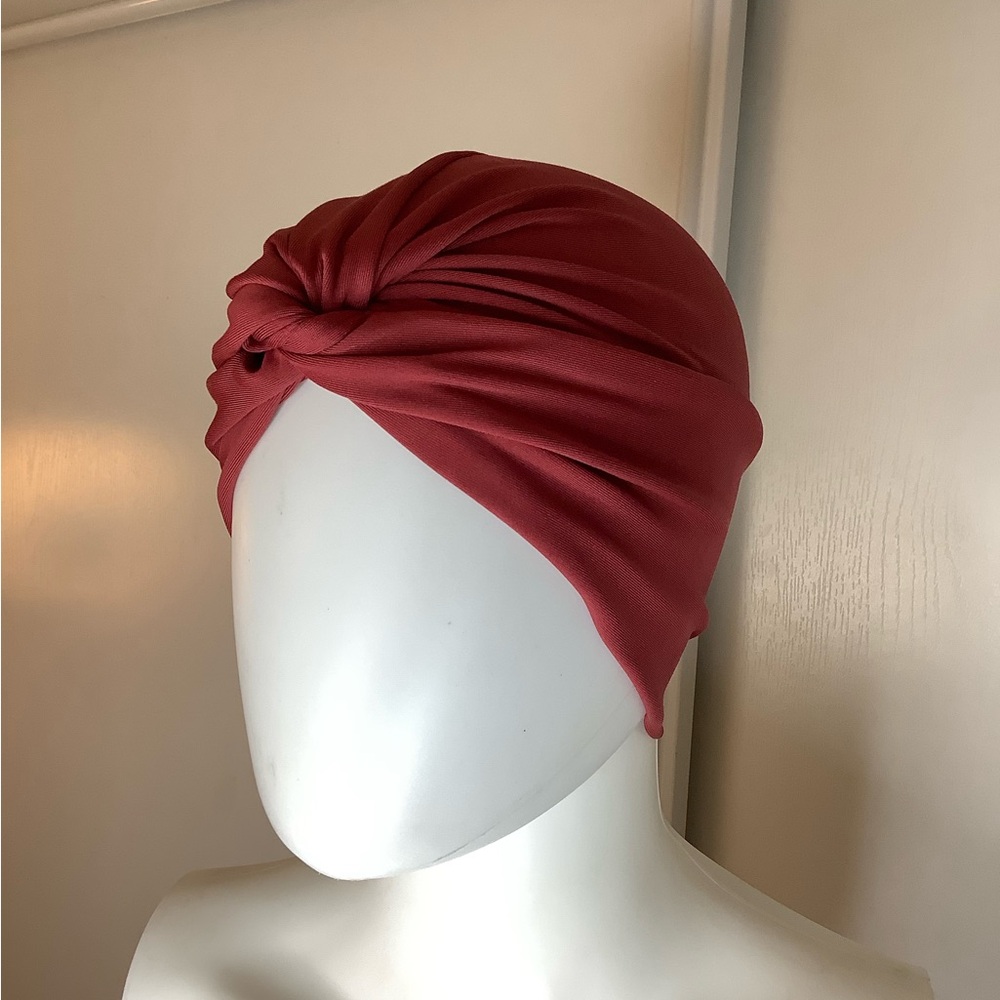 Elegant Red Turban Headwrap Mahogany Pink Redish